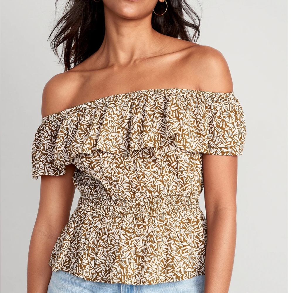 Off-The-Shoulder Waist-Defined Smocked Blouse for Women